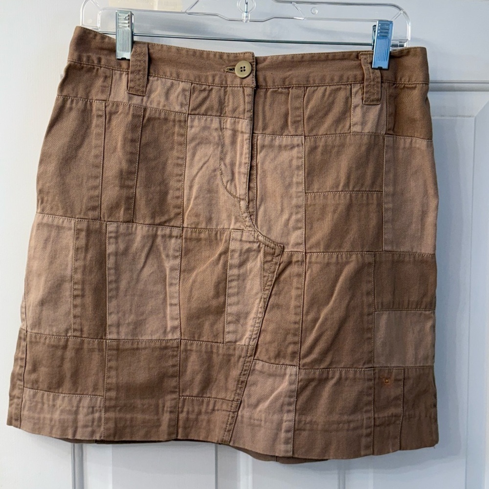 J. Crew Tan Patchwork Mini Skirt